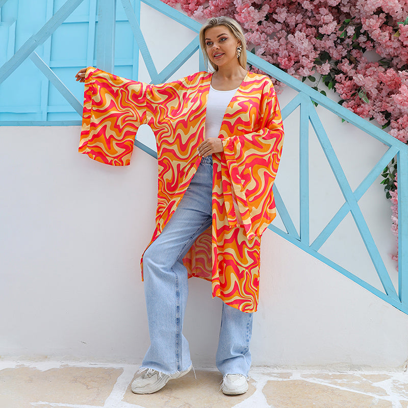 Silky Satin Cardigan-Printed