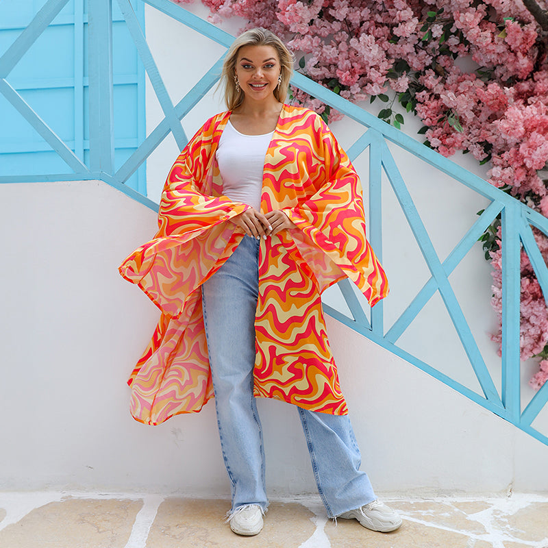 Silky Satin Cardigan-Printed