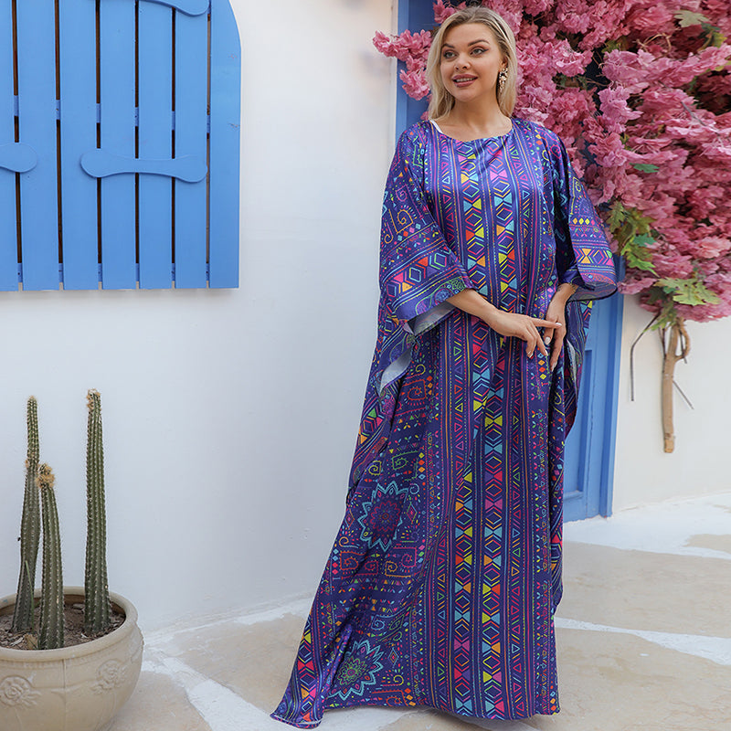 Dubai Silky Satin Jalabiya - Printed