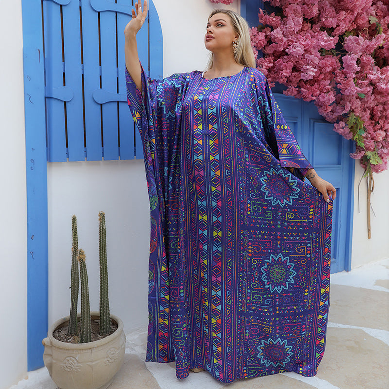 Dubai Silky Satin Jalabiya - Printed