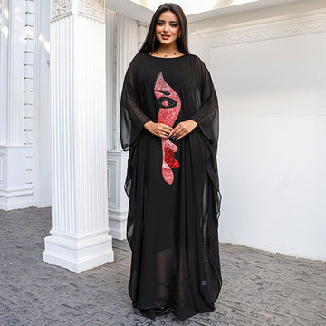 Dubai  Chiffon Jalabiya- Embroidered