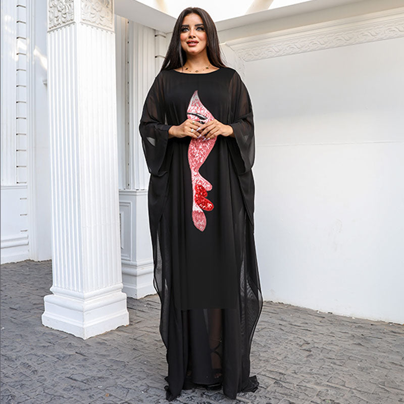 Dubai  Chiffon Jalabiya- Embroidered