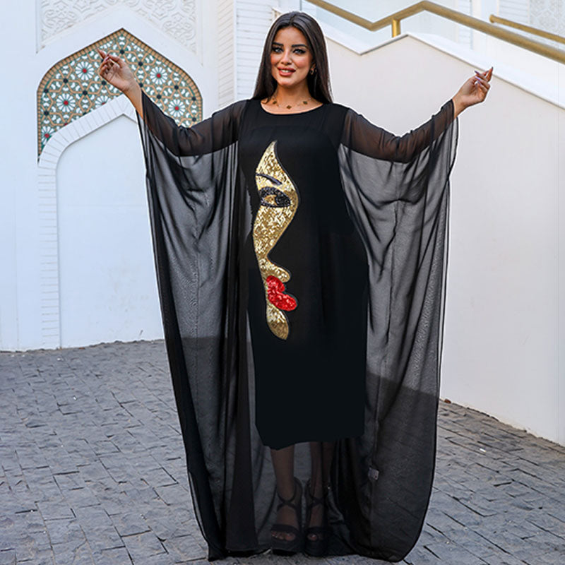 Dubai  Chiffon Jalabiya- Embroidered