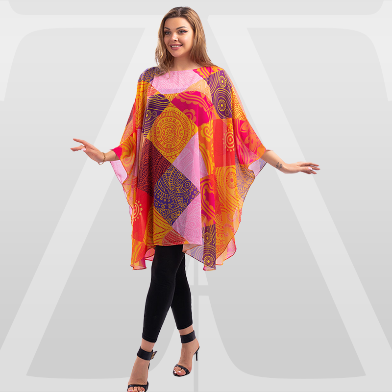 Chiffon Poncho - Printed