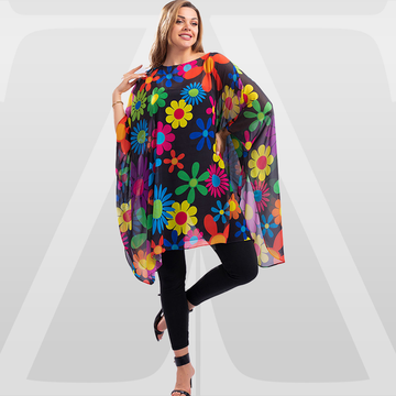 Chiffon Poncho - Printed