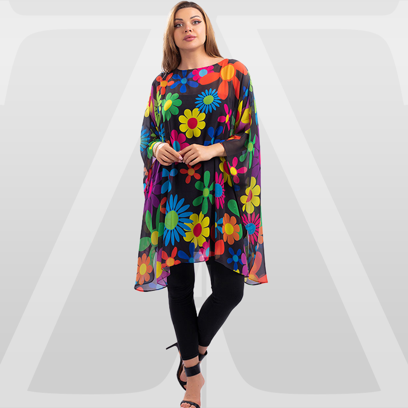 Chiffon Poncho - Printed