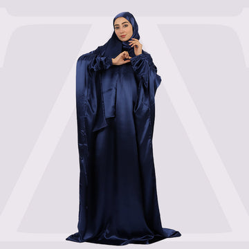 Practical plain silky satin prayer dress with headscarf