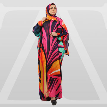 Practical Printed - silky satin prayer dress with headscarf