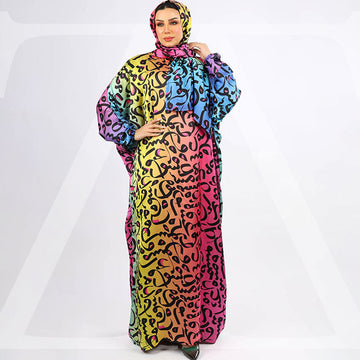 Practical Printed - silky satin prayer dress with headscarf