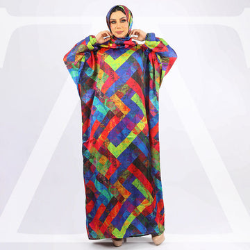 Practical Printed - silky satin prayer dress with headscarf