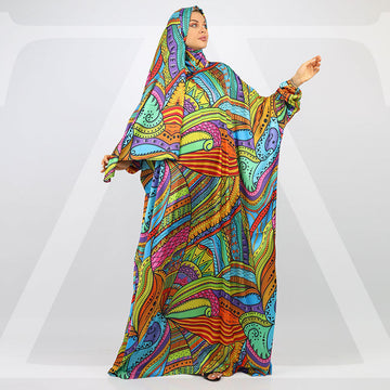 Practical Printed - silky satin prayer dress with headscarf