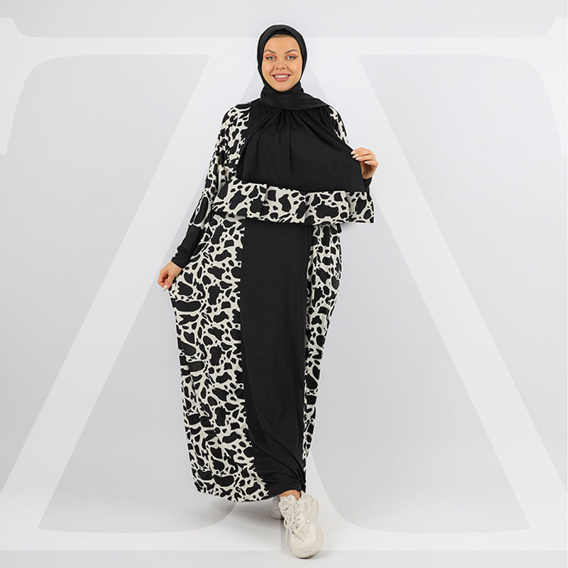 Practical Saudi Jersey  prayer dress with headscarf