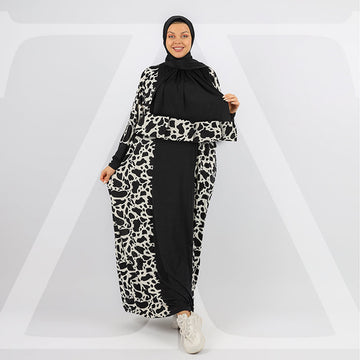 Practical Saudi Jersey  prayer dress with headscarf