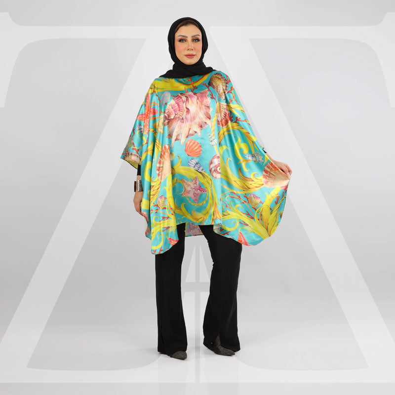 Silky Satin Poncho - Printed