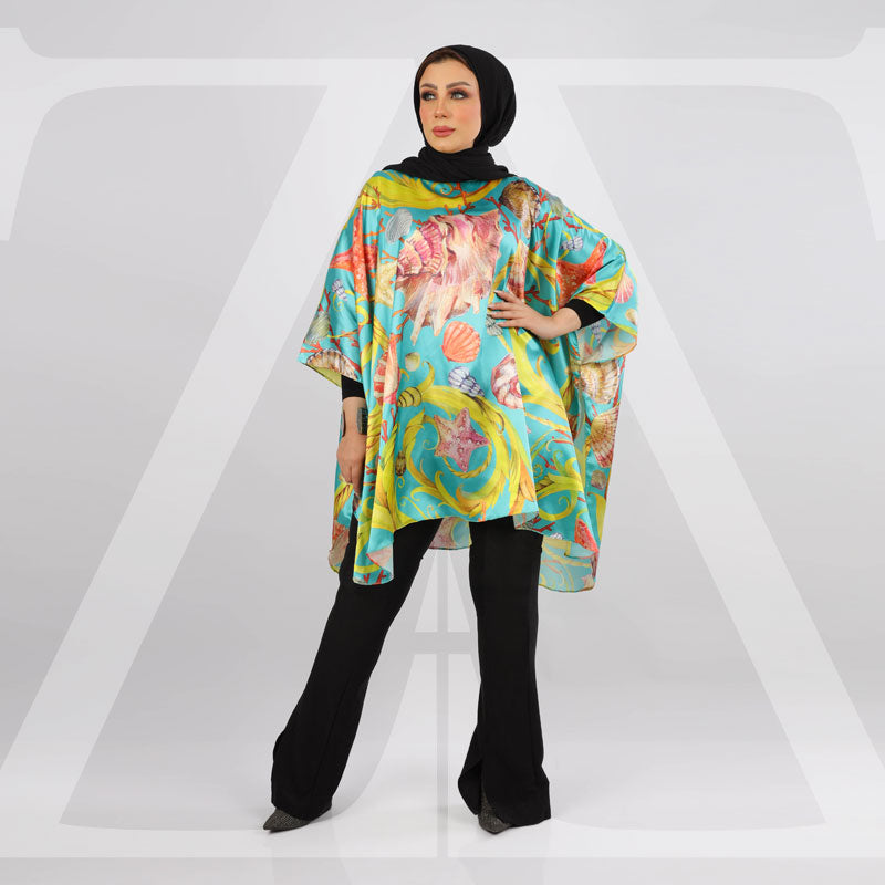 Silky Satin Poncho - Printed