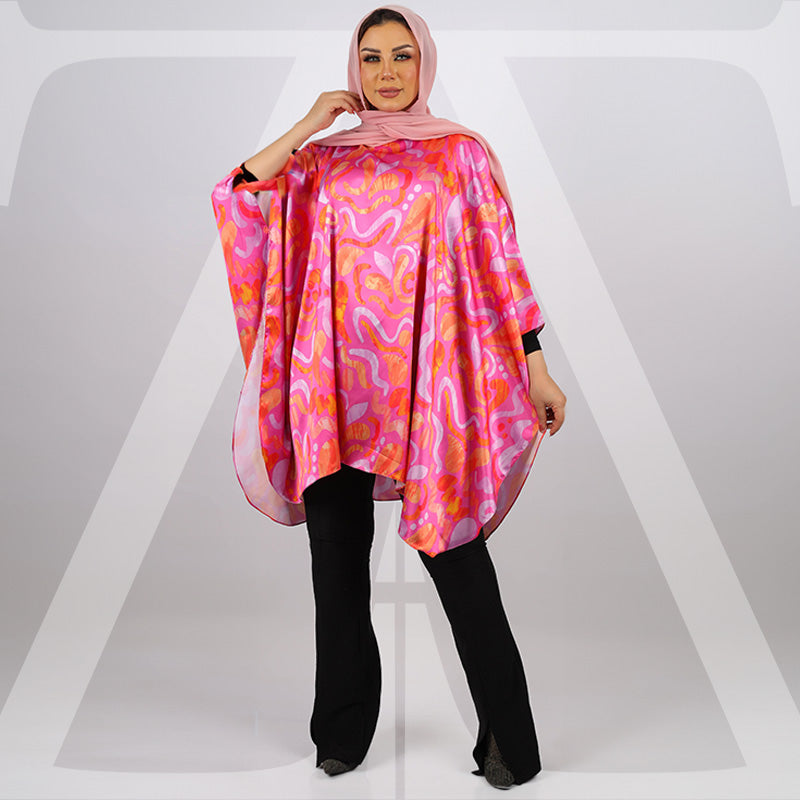 Silky Satin Poncho - Printed
