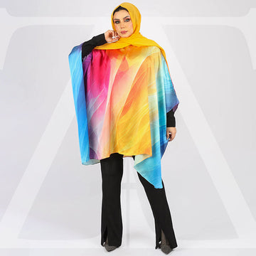 Silky Satin Poncho - Printed