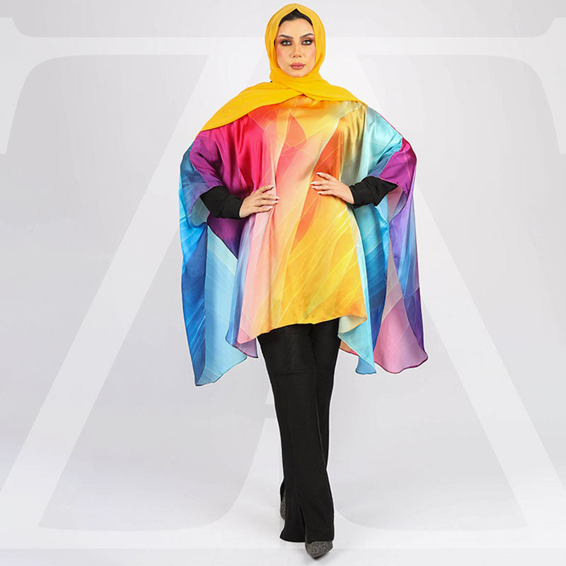 Silky Satin Poncho - Printed