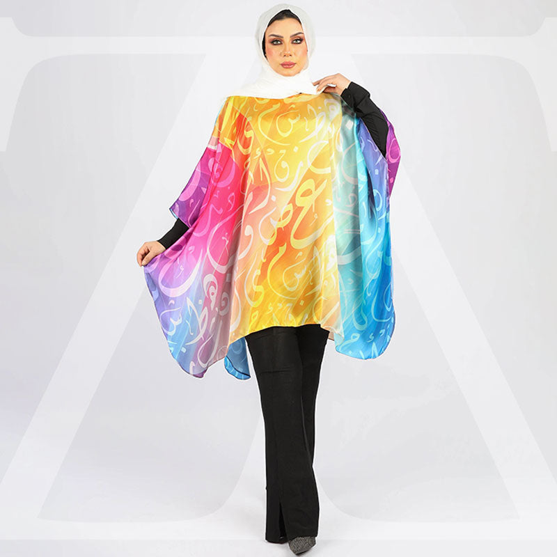Silky Satin Poncho - Printed