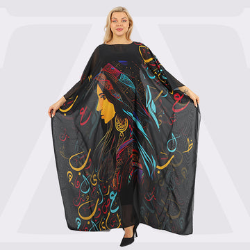 Dubai Chiffon Jalabiya- Printed