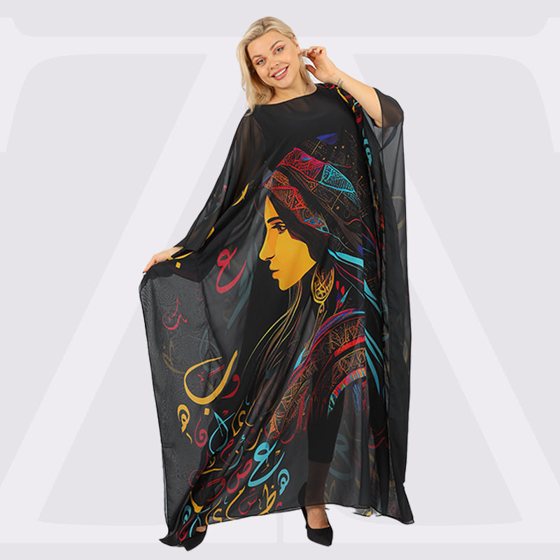 Dubai Chiffon Jalabiya- Printed