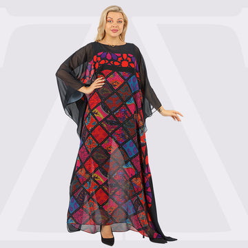 Dubai Chiffon Jalabiya- Printed