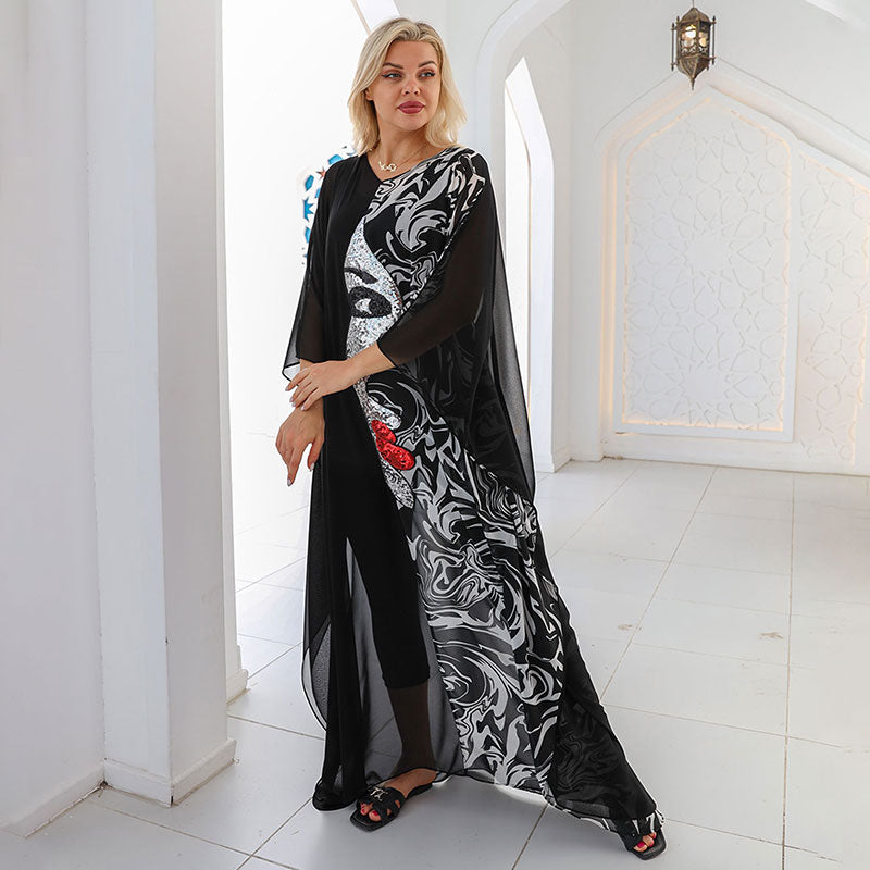 Dubai  Chiffon Jalabiya- Embroidered