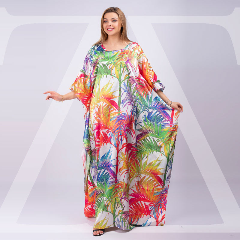 Dubai Silky Satin Jalabiya - Printed
