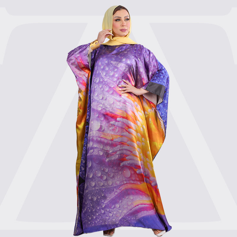 Dubai Silky Satin Jalabiya - Printed