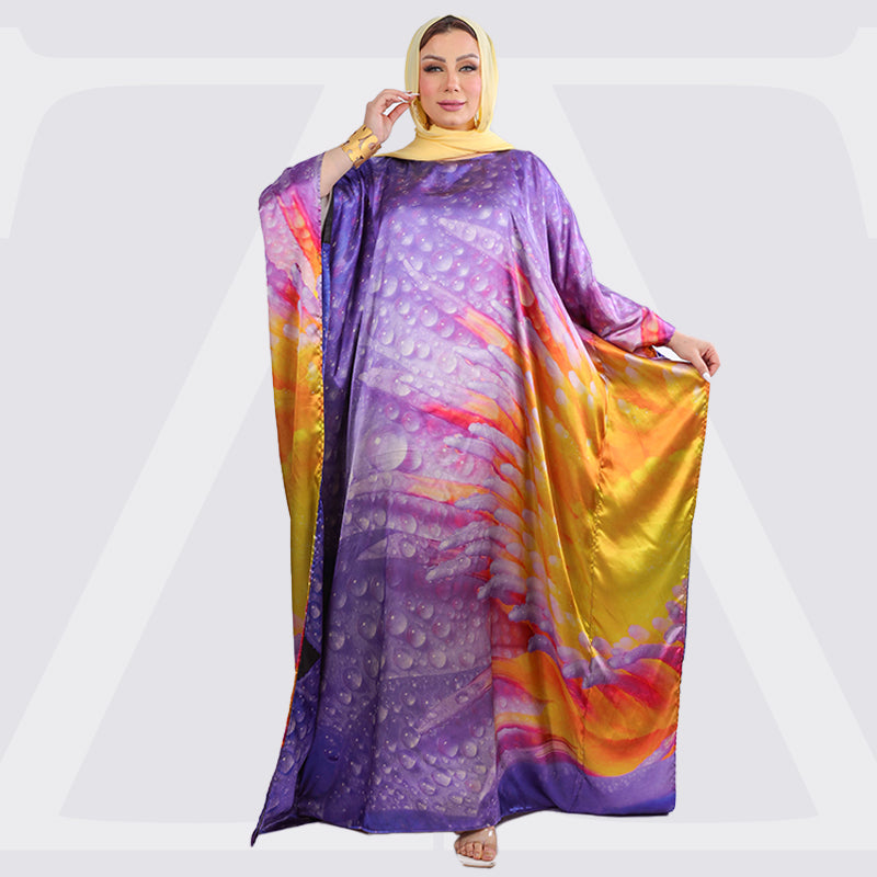 Dubai Silky Satin Jalabiya - Printed
