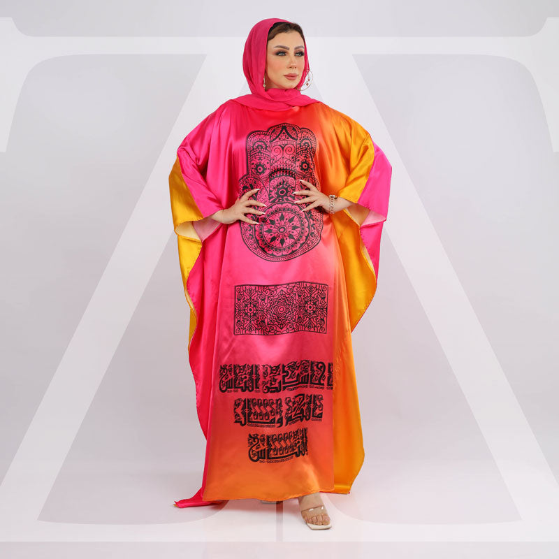 Dubai Silky Satin Jalabiya - Printed