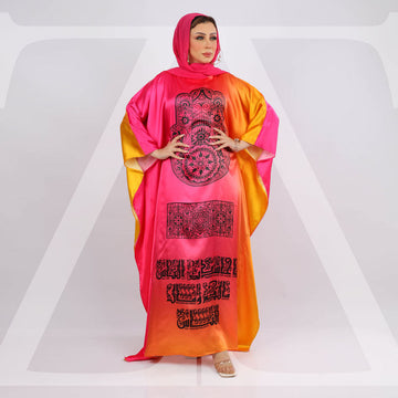 Dubai Silky Satin Jalabiya - Printed