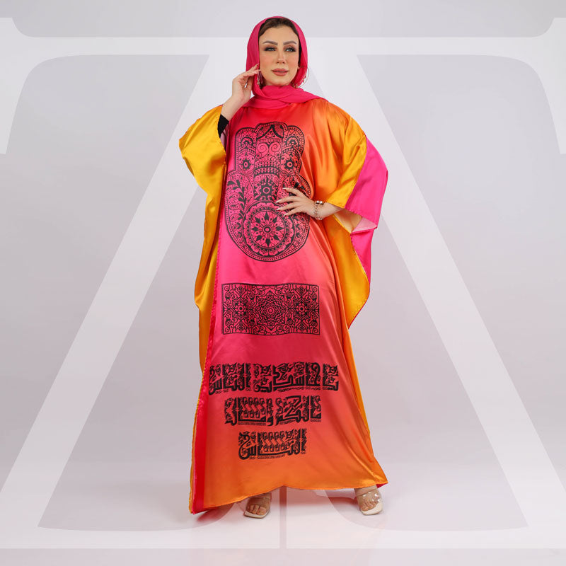 Dubai Silky Satin Jalabiya - Printed