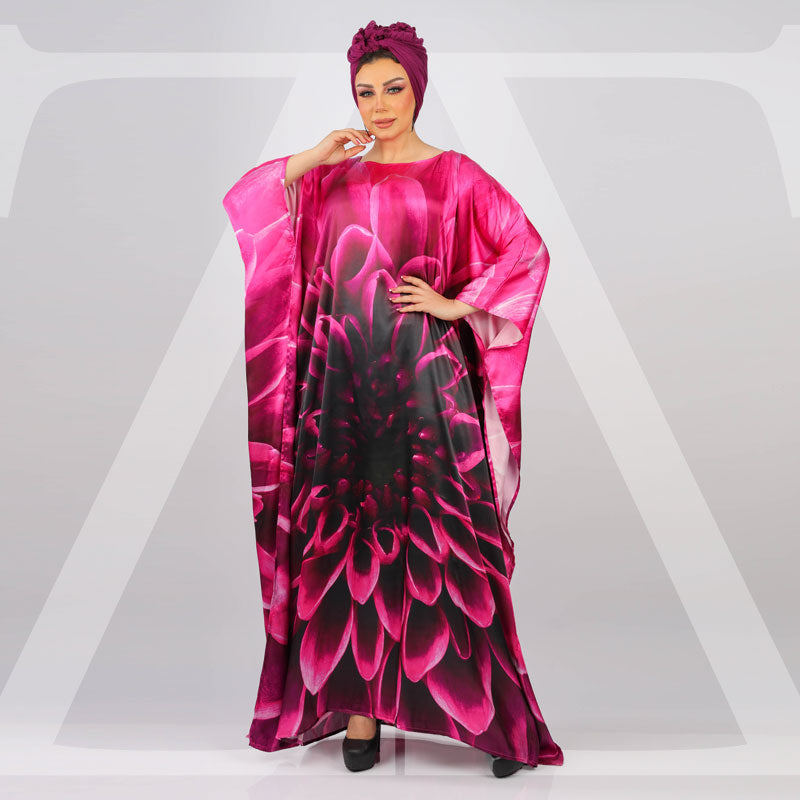 Dubai Silky Satin Jalabiya - Printed