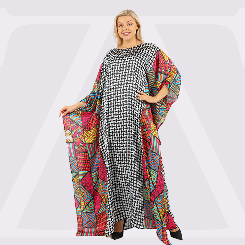 Dubai Silky Satin Jalabiya - Printed