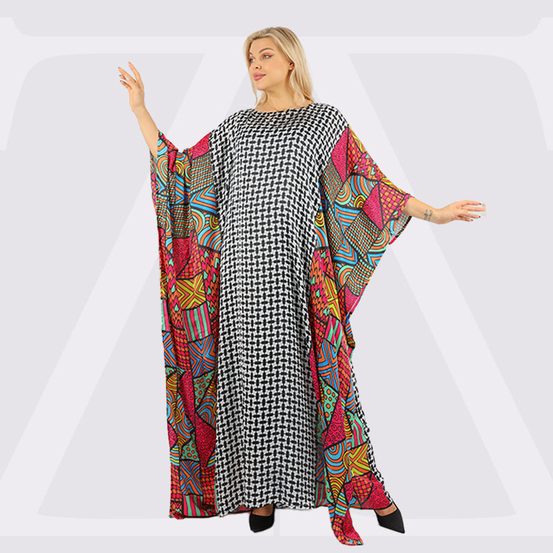 Dubai Silky Satin Jalabiya - Printed