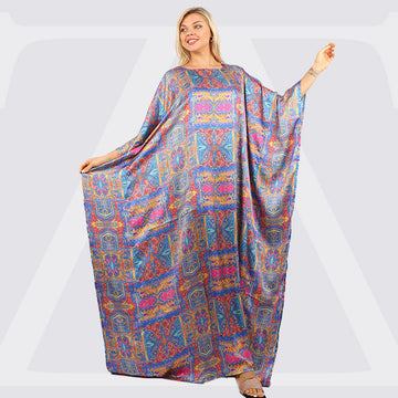 Dubai Silky Satin Jalabiya - Printed