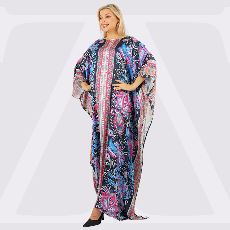 Dubai Silky Satin Jalabiya - Printed