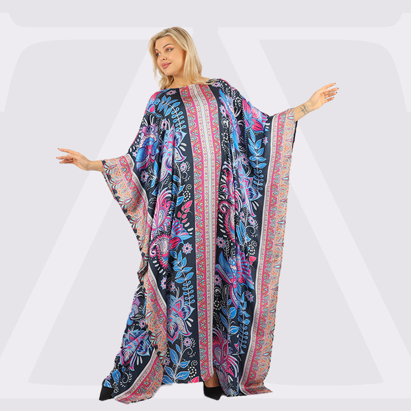 Dubai Silky Satin Jalabiya - Printed