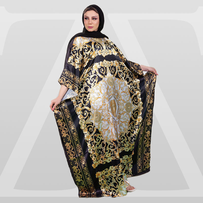 Dubai Silky Satin Jalabiya - Printed