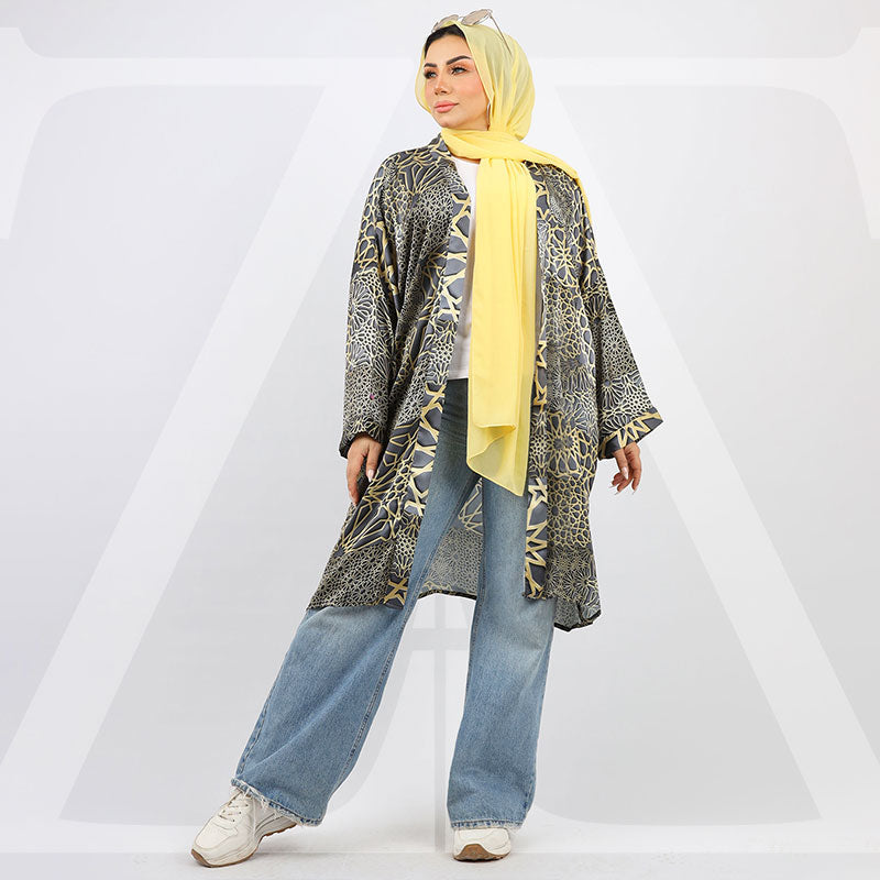 Silky Satin Cardigan-Printed