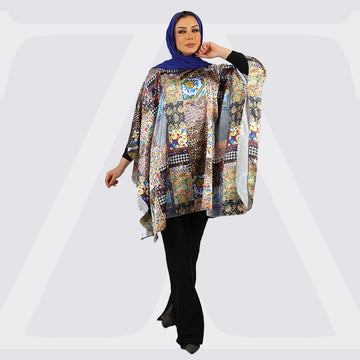 Silky Satin Poncho - Printed